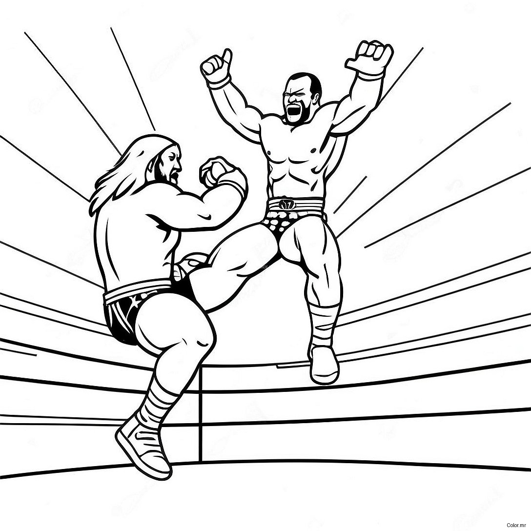 Wwe Wrestler Jumping On Opponent Coloring Page 66951 55261
