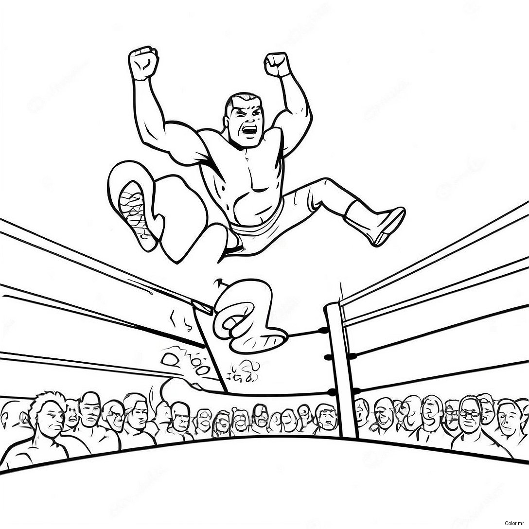 Wwe Wrestler Jumping On Opponent Coloring Page 67122 55397