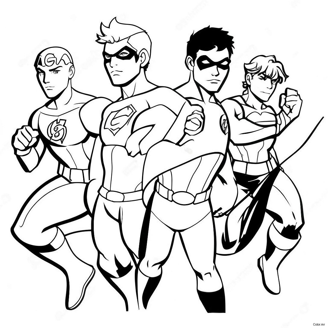 Young Justice Heroes In Action Coloring Page 71454 59051