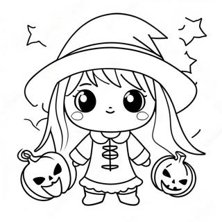 Pagina Da Colorare Di Halloween In Stile Anime 12527-10420