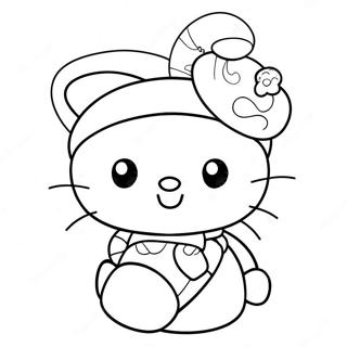 Pagina Da Colorare Di Hello Kitty Con Cappello Di Babbo Natale 12628-10510