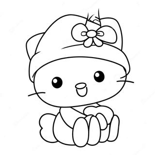 Pagina Da Colorare Di Hello Kitty Con Cappello Di Babbo Natale 12628-10512