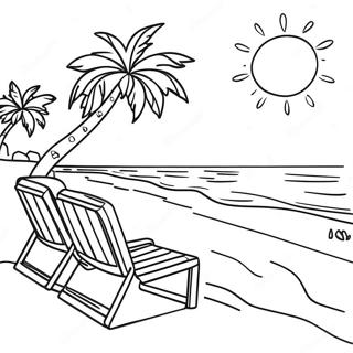 Pagina Da Colorare Della Scena Della Spiaggia Soleggiata Della Florida 12858-10692