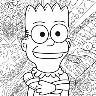 Pagina Da Colorare Di Bart Simpson Psichedelico Con Motivi Groovy 13438-11153