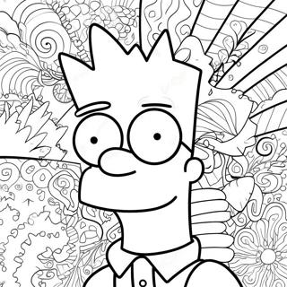 Pagina Da Colorare Di Bart Simpson Psichedelico Con Motivi Groovy 13438-11154