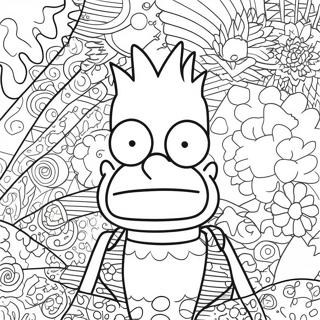 Pagina Da Colorare Di Bart Simpson Psichedelico Con Motivi Groovy 13438-11155