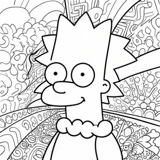 Pagina Da Colorare Di Bart Simpson Psichedelico Con Motivi Groovy 13438-11156