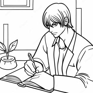 Pagina Da Colorare Light Yagami Che Scrive Nel Suo Quaderno 15100-12489