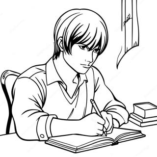 Pagina Da Colorare Light Yagami Che Scrive Nel Suo Quaderno 15100-12491