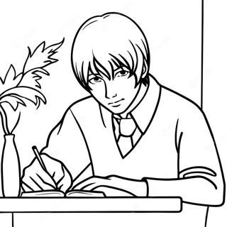 Pagina Da Colorare Light Yagami Che Scrive Nel Suo Quaderno 15100-12658