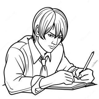 Pagina Da Colorare Light Yagami Che Scrive Nel Suo Quaderno 15100-12659