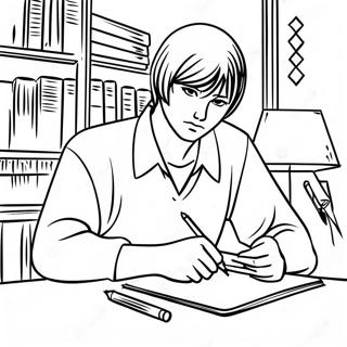 Pagina Da Colorare Light Yagami Che Scrive Nel Suo Quaderno 15100-12660