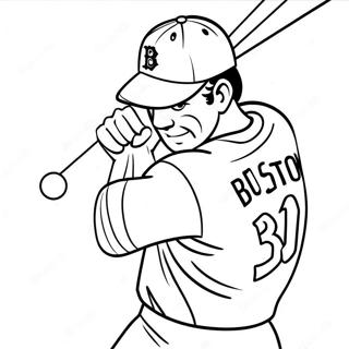 Pagina Da Colorare Giocatore Dei Boston Red Sox Che Colpisce Con La Mazza 15120-12507