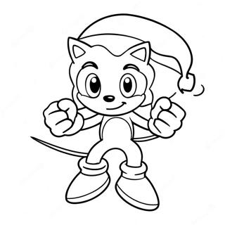 Pagina Da Colorare Di Sonic The Hedgehog Con Cappello Di Babbo Natale 15761-13329