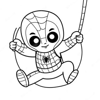 Pagina Da Colorare Del Carino Baby Spiderman Che Dondola 16383-13810