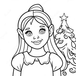 Cindy Lou Who Con Albero Di Natale Pagina Da Colorare 16743-14099