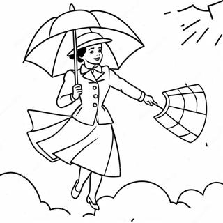 Mary Poppins Volando Con Ombrello Pagina Da Colorare 16763-14116