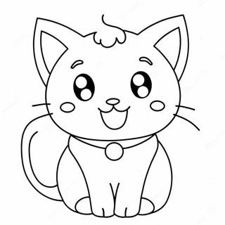 Pagina Da Colorare Di Un Adorabile Gatto Anime Kawaii 1712-1372