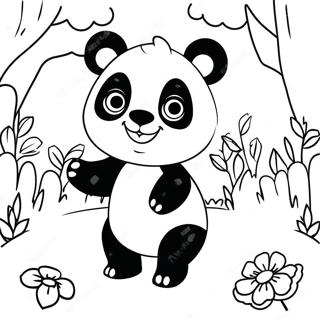 Carino Mimi Panda Che Gioca Nel Bosco Pagina Da Colorare 17214-14473