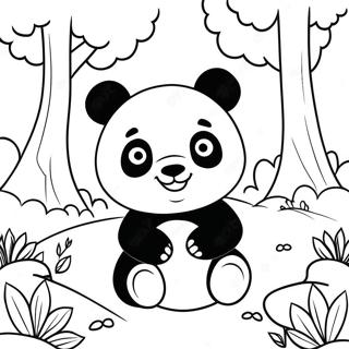 Carino Mimi Panda Che Gioca Nel Bosco Pagina Da Colorare 17214-14474