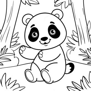 Carino Mimi Panda Che Gioca Nel Bosco Pagina Da Colorare 17214-14475