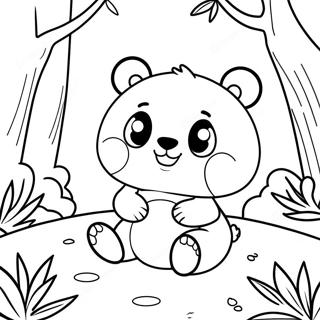 Carino Mimi Panda Che Gioca Nel Bosco Pagina Da Colorare 17214-14476