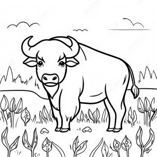 Maestoso Bufalo In Un Prato Pagina Da Colorare 17254-14508