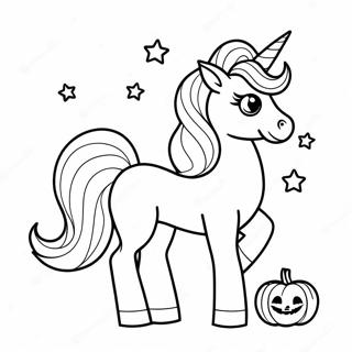 Pagina Da Colorare Unicorno Di Halloween Brillante Con Zucca 17475-14674