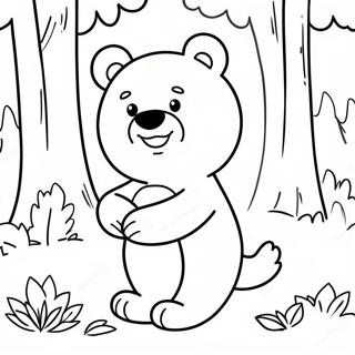 Pagina Da Colorare Di Hey Bear Carino Che Gioca Nella Foresta 17986-15073