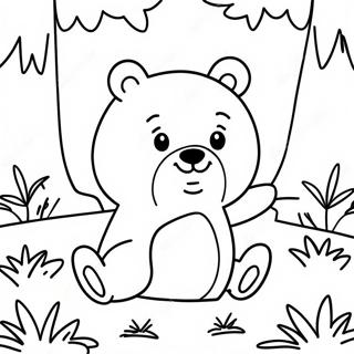 Pagina Da Colorare Di Hey Bear Carino Che Gioca Nella Foresta 17986-15074