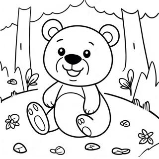 Pagina Da Colorare Di Hey Bear Carino Che Gioca Nella Foresta 17986-15076