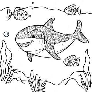 Pagina Da Colorare Del Megalodonte Che Nuota Nelloceano 1802 1488