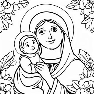 Pagina Da Colorare Della Bella Vergine Maria Con Il Bambino Gesu 18396-15412