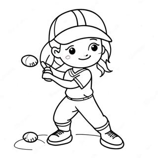 Pagina Da Colorare Di Un Adorabile Giocatore Di Softball 18646-15612