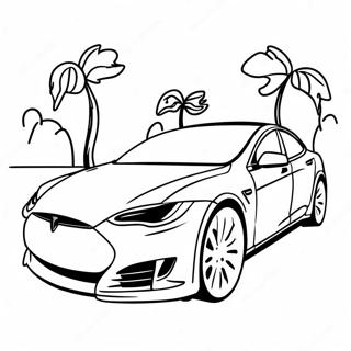 Pagina Da Colorare Della Tesla Model S In Movimento 1872-1542