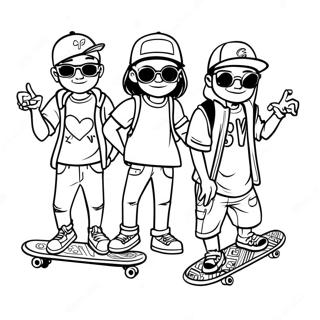 Pagina Da Colorare Di Homies Cool Con Skateboard 18766-15705