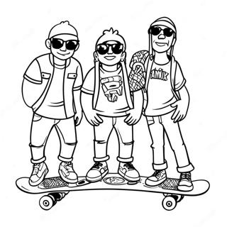 Pagina Da Colorare Di Homies Cool Con Skateboard 18766-15706