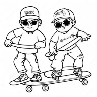 Pagina Da Colorare Di Homies Cool Con Skateboard 18766-15708