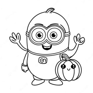 Pagina Da Colorare Carina Di Minion Di Halloween Con Zucca 18889-15801