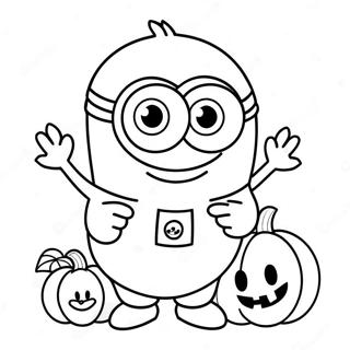 Pagina Da Colorare Carina Di Minion Di Halloween Con Zucca 18889-15802