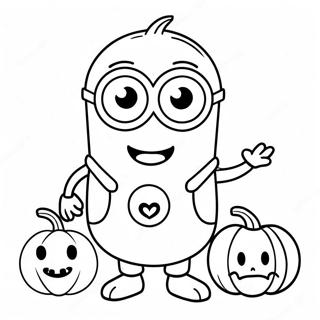 Pagina Da Colorare Carina Di Minion Di Halloween Con Zucca 18889-15804