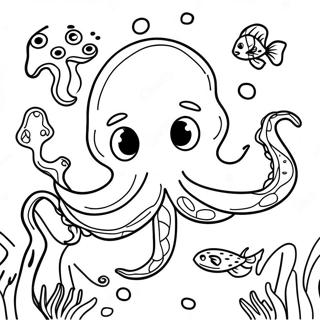 Pagina Da Colorare Di Un Kraken Adolescente Giocoso Sottacqua 1912-1573