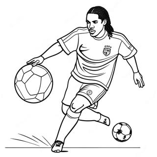 Ronaldinho Che Dribbla Un Pallone Da Calcio Da Colorare 19769-18468