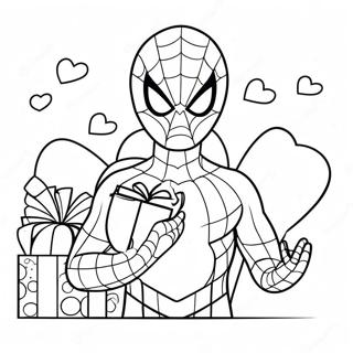 Pagina Da Colorare Di Spiderman Con Regali Di San Valentino 20362-18914