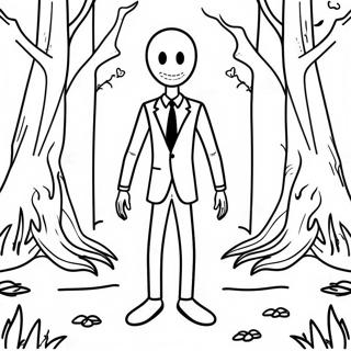 Pagina Da Colorare Di Slenderman Inquietante Nel Bosco 20542-19058