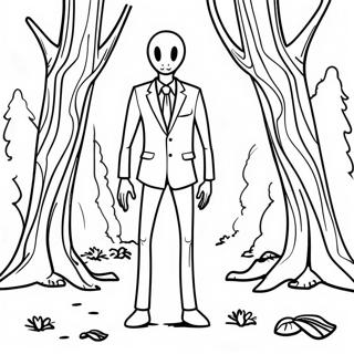 Pagina Da Colorare Di Slenderman Inquietante Nel Bosco 20542-19059