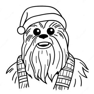 Pagina Da Colorare Di Chewbacca Con Cappello Di Babbo Natale 21003-19420