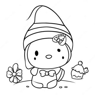 Pagina Da Colorare Di Hello Kitty Festiva Con Cappello Di Babbo Natale 21523-19829