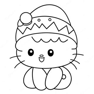 Pagina Da Colorare Di Hello Kitty Festiva Con Cappello Di Babbo Natale 21523-19830