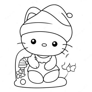 Pagina Da Colorare Di Hello Kitty Festiva Con Cappello Di Babbo Natale 21523-19832